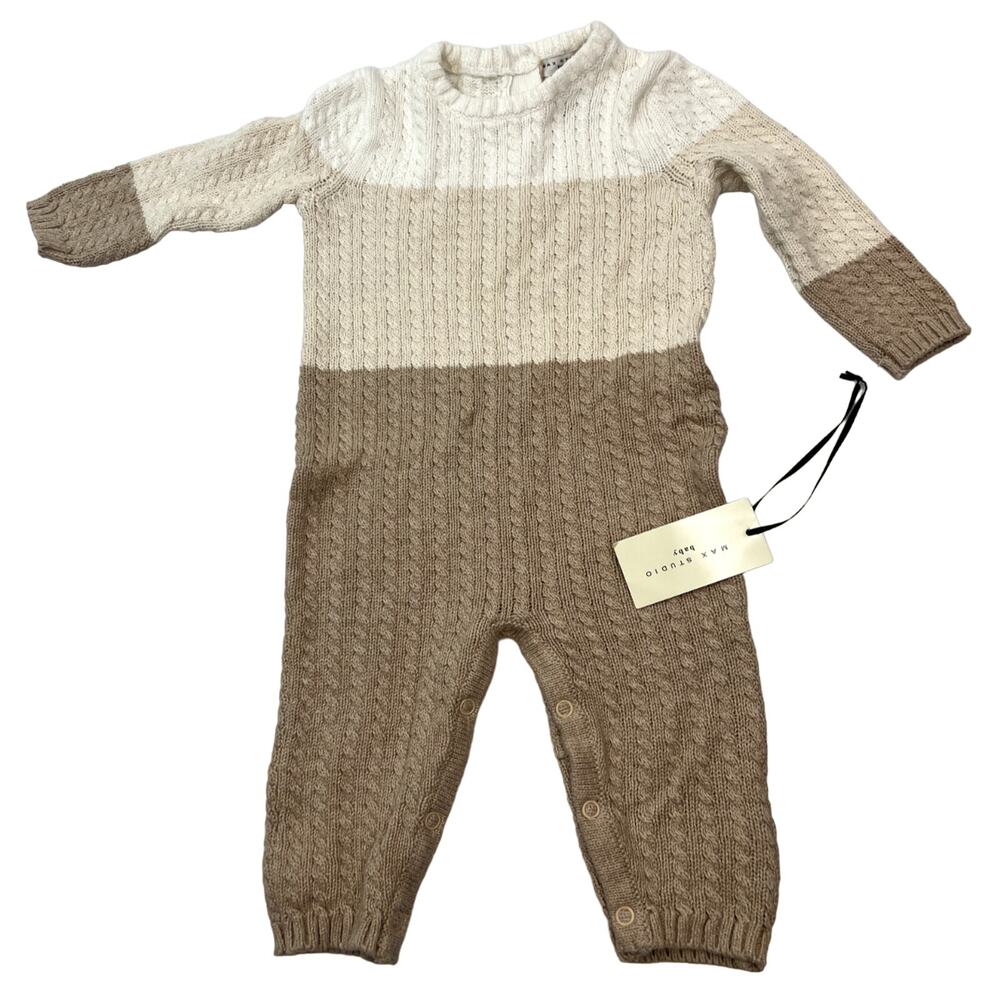 Max Studio Baby Knit Romper Neutral Color One Piece 3-6 months New with Tags